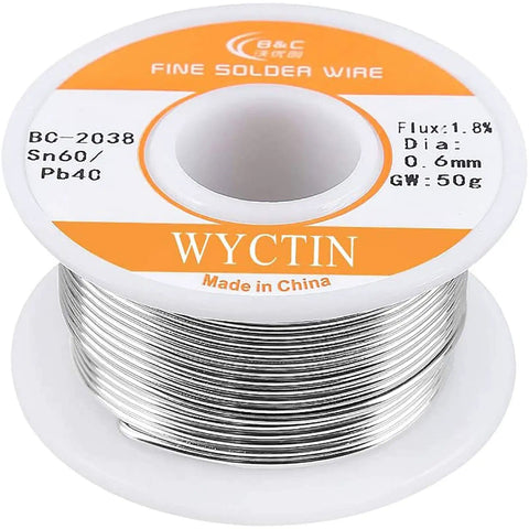 60-40 Tin Lead Rosin Core Solder Wire For Electrical Soldering And DIY Projects 0.6mm Diameter 0.11lbs Spool