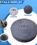 Manhole Cover And Frame Made From PE Plastic With Handle, heavy-duty round septic tank lid showing non-slip design and handle.