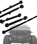 5 Piece Adjustable Suspension Kit For 0 To 6 Inch Lift With Beefed Up Rear Upper And Lower Control Arms And Rear Panhard Track Bar For RAM 1500 2009 2024 And Jeep Gladiator 2020 2024 Off Road Ready, black steel arms