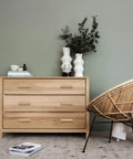Wooden dresser with 5 Pack Golden Cabinet Pull Handles Single Hole T Bar Style For Cabinets Wardrobe Doors Drawers Kitchen Cupboards installed