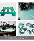 Three Pack Garolite G10 FR4 Build Surface Sheets for 3D Printers, 235x235mm Each, showing different angles and uses.