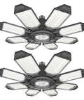 LED Garage Ceiling Light Beastly Bright 32K Lumens Daylight 6500K, 8 Plus 1 Deformable Panels, E26/E27 Socket, Two Pack view