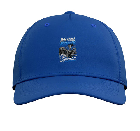 Cool Royal Blue Machinist Baseball Hat With Vise Gauge Square Print For CNC Tools Geared-Up Guy, front view with embroidered design.