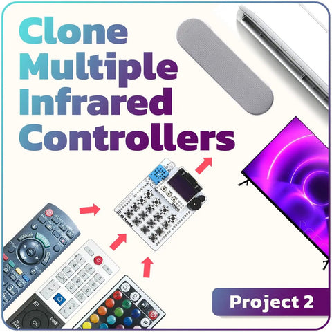 Clone multiple infrared controllers project with soldering practice kit for makers build a digital piano, arcade console and keypad.