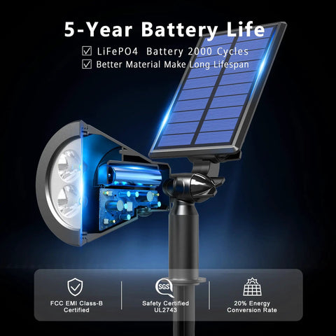 Six Pack Tough Solar Spotlights For Outdoor Waterproof Use With Adjustable Focus Beam And Dual Brightness Modes Pumps Out Solid 3000 K Warm White Glow Perfect For Landscaping Gardens Driveways Or Backyard Vibes