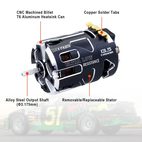 High RPM 540 V5R Sensored Brushless RC Motor 17.5T 2500KV For 1 To 10 Scale Racing Cars With 3.175mm Shaft Compatible With Sensored And Sensorless ESC For Serious On Track Performance CNC machined billet T6 aluminum heatsink