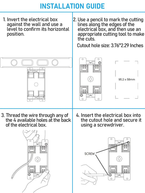 12 Pack 14 Cu In Single Gang Old Work Electrical Outlet Box For Retrofit Walls Heavy Duty Steel Electrical Boxes With Four Knockouts And Easy Wiring Ideal For Home Renovations New Installations And Quick Upgrades installation guide with cutout and wiring steps
