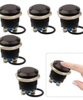 5 Pack 16mm Metal Push Button Switches Industrial Panel Mount Momentary Black Plated Flat Head For Reset Auto Start And Access Control Panels IP65 Durable Construction, shown in 5-pack
