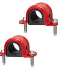 Code Red Extreme 4 Piece Front Sway Bar Bracket And Bushing Kit For Jeep Wrangler 2007 Through 2022, red rubber bushings with steel brackets.