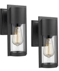 Two Pack Outdoor Wall Lanterns Black Waterproof Exterior Lighting Fixtures With Glass Shade Dope Modern Wall Sconce for patio