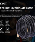 Heavy Duty 1/4 Inch Air Compressor Hose 50 Feet Long, Kink Resistant PVC Rubber Blend With Bulletproof Fittings, Smooth Operator All Weather Coil.