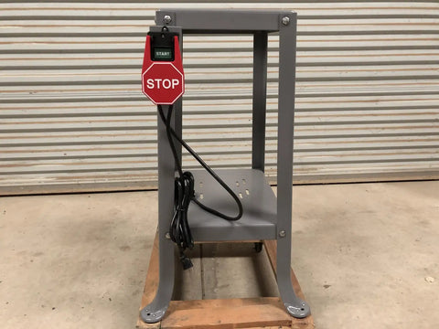 Heavy Duty 15 Amp Safety Power Tool Switch With Stop Paddle on metal workbench for quick shut off in woodworking setups