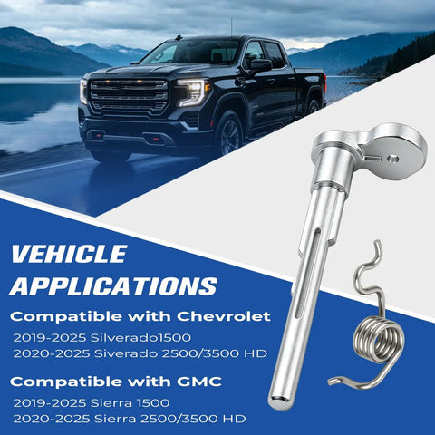 Aluminum Fuel Door Hinge Pin Kit With Gas Door Spring For Chevrolet Silverado And GMC Sierra 2019 2025 1500 2500 3500 HD Built Tough Durable Gas Cap Repair For A Permanent Tight Seal, aluminum pin and spring