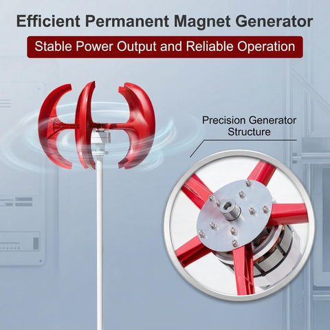 1000W Vertical Axis Wind Turbine Generator 12 Volt And 24 Volt Go Green Home Power System With 5 Blade Permanent Magnet Windmill