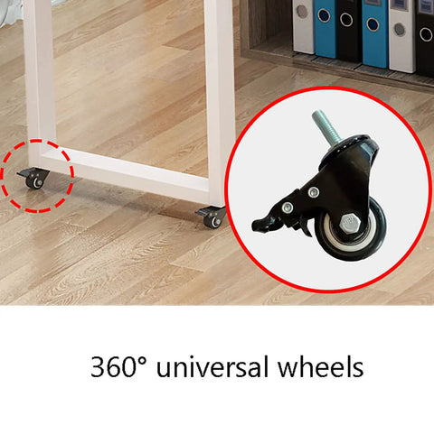 Polymorphic Computer Desk With Transformable Dual Workstation, Lacquered Steel Frame Legs, 360° universal wheels for easy mobility.