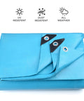 Beefy Heavy Duty Waterproof Tarp 16 By 20 Feet 12 Mil Thick Blue Tarpaulin UV Resistant Rip And Tear Proof With Grommets