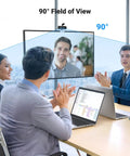 Business meeting using Full HD 1080P Webcam With Dual Noise Canceling Mics, 85 Degree FOV, Fixed Focus, Auto Light Correction, Privacy Cover
