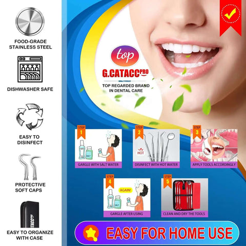 Infographic for Six Piece At Home Dental Hygiene Kit for Plaque and Tartar Removal Stainless Steel Dental Picks With Case