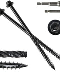 14 By 6 Inch Wood Structural Screws - 50 Pack Hex Head Lag Screws, detailed close-up showing threading and hex head