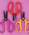 Floral Scissors Set Of 3 With Carbon Steel Blades For Precise Flower Pruning And Arranging, Three Sizes In Warm Colors