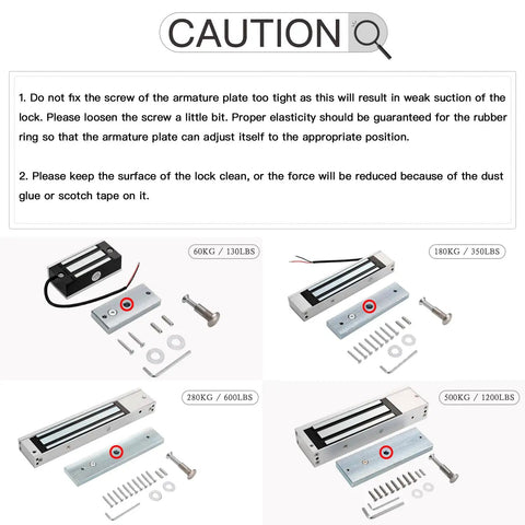 Beefy Heavy Duty Magnetic Lock 500kg 1200 Lbs Electromagnetic Door Lock 12V With LED Indicator When Closed NO NC Options for Access Control System, showing installation parts and variations.