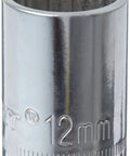 Three Eighths Inch Drive 12 Point Metric Socket 12mm Standard Depth Chrome Vanadium Steel With Nickel Chrome Plating