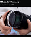 Person holding Ultra Slim 82mm MC UV Filter With 28 Multi Layer Coatings for camera lens installation.