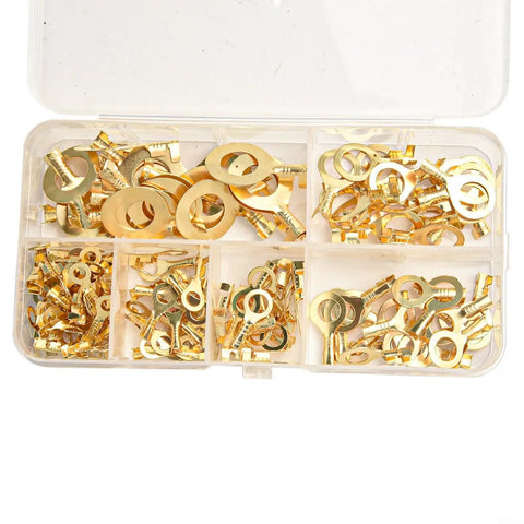Top Tier Brass Cable Lugs Kit With 150 PCS Ring Terminals For All Your Wiring Projects From M3 To M10 Non Insulated Crimp Connectors That Are Super Durable And Conduct Electricity Like A Charm Right Now! brass ring terminals in storage case