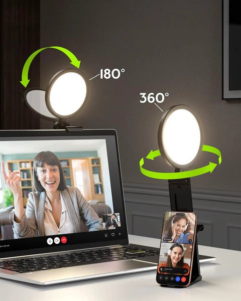 Dope Eye Friendly 5 Inch Ring Light For Computer With Flicker Free Illumination on desk, adjustable angles for laptop use