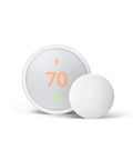 Temperature Sensor 3 Pack For Nest Thermostat Smart Home Sensor That Works With Nest Learning Thermostat And Nest Thermostat E Delivers Precise In Room Readings To Keep Your Space Cozy And Efficient. White Nest temperature sensor set with one round display and one sensor cover
