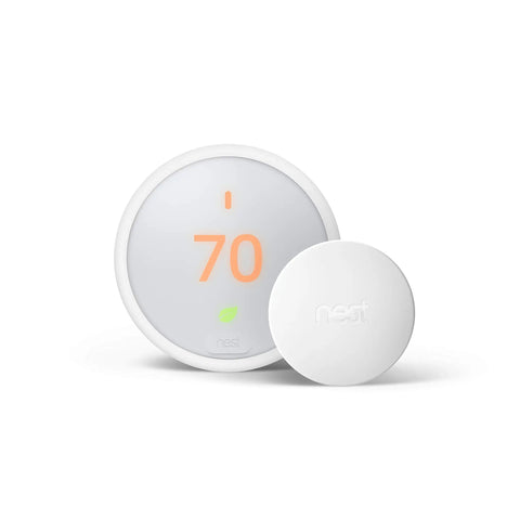 Temperature Sensor 3 Pack For Nest Thermostat Smart Home Sensor That Works With Nest Learning Thermostat And Nest Thermostat E Delivers Precise In Room Readings To Keep Your Space Cozy And Efficient. White Nest temperature sensor set with one round display and one sensor cover