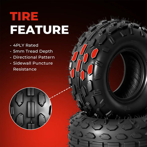 Go Kart Tire Set 145/70-6 Tubeless 4 Ply For Coleman CC100X CT100U, close-up of tread pattern texture