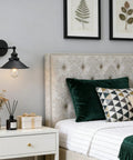 Black Industrial Wall Sconce With 8.1 Inch Metal Shade Vintage Retro Vibe 1 Light Wall Lamp installed in a bedroom setting