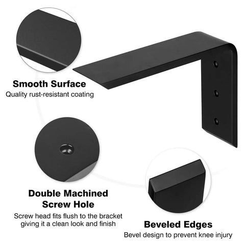 Beefy Heavy Duty Countertop Support Brackets Set Of 4, 6 By 8 Inch Metal Corbels For Bar Tops And Kitchen Islands, matte black finish