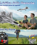 Beginner Friendly Remote Control Airplane With Lights 4 Channel Fighter RC Plane with 6 Axis Gyro in flight outdoors.