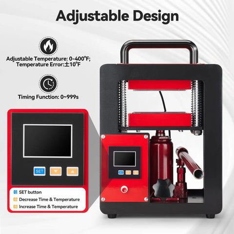Rugged 5 Ton Portable Hydraulic Heat Press With Dual Heating Plates 2.3 x 4.7 Inch Platen Steel Frame Stainless Fasteners Built To Last For DIY T Shirts Sublimation And Craft Projects, adjustable controls