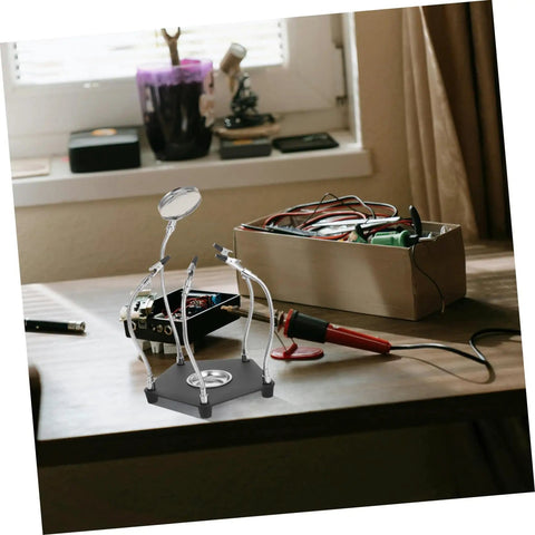 LED Magnifying Lamp With Soldering Third Hand Tool Flexible Arms And Magnetic Helping Hands Sturdy Iron Holder
