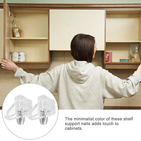 100 Pack Plastic Shelf Pegs Set With Self Locking Design in cabinet installation
