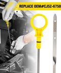 Dipstick Replacement For 2.0L EcoBoost Engines OEM CJ5Z-6750-A shown with yellow handle and stainless steel shaft