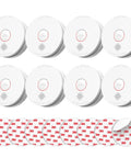 Heavy Duty Smoke Detectors With 9V Replaceable Battery 8 Pack House Fire Alarms mounted with 3M adhesive pads.