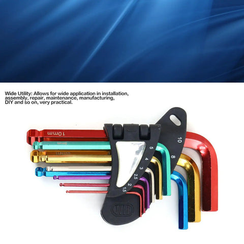 Premium Precision Metal Hex Key Kit With Extended Long Arm Handle For Tough Installations And Manufacturing Jobs That Let You Crush Any DIY Project Or Heavy Duty Work Fast Without The Frustration Of Stripping Screws Or Wasting Time, 9-piece color hex keys