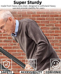 Boss Grade Rock Solid Wall Mount Hand Rail No Sweat Grip U Shape Safety Grab Bar For Indoor Outside Porch Steps Garage Entryway 16 Inch Durable Steel Stair Handle providing stability to senior user.