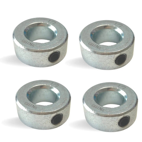 4 Pack One Half Inch Bore Solid Steel Shaft Collars With Zinc Plated Finish Built Tough For Machinery And Industrial Use