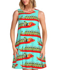 Summer Sleeveless Round Neck Dress For Women With Pockets, Lightweight 95 Percent Polyester 5 Percent Spandex Blend, Wrinkle Resistant
