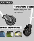 Spring Loaded Gate Wheel 4 Inch Side Break Caster For Wooden, Fence And Vinyl Gates, Heavy Duty Outdoor Gate Wheel, 200 Lb Capacity, Pack Of 2, White, Easy Install, Prevents Sagging And Keeps Gates Rollin Smooth
