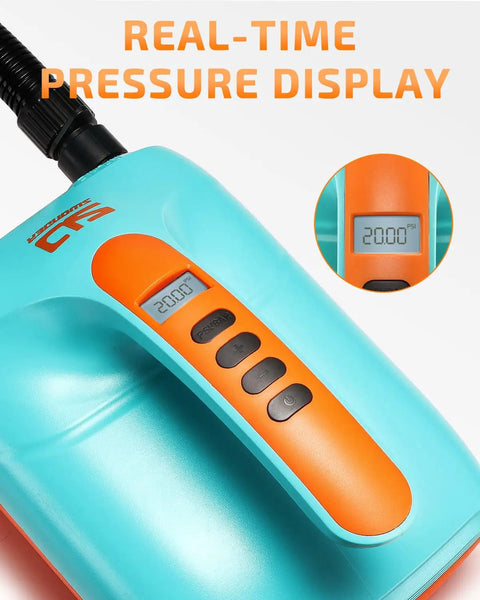High Pressure Digital Electric Air Pump for SUP Kayak Tent with Auto Off and Dual Stage Inflation 0.5 to 20 PSI car charger ready