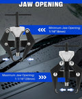 Beefy Battery Terminal And Wiper Arm Puller Kit 6-28 Mm Pro Grade showing jaw opening sizes for auto repair.