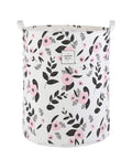 Foldable Laundry Basket Hamper With Handles, Portable Tall Collapsible Canvas Bin With Waterproof Lining, Floral Pink Design