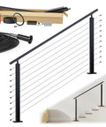 Full Size Pre Crimped Cable Railing Kit For Stairs 36 Inch Complete Post Assembly with stainless steel tensioner and hardware.
