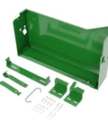 Heavy Duty Left Hand Tractor Battery Box For John Deere 2510 2520 3010 3020 4000 4010 4020 with mounting hardware, green metal.
